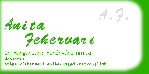 anita fehervari business card